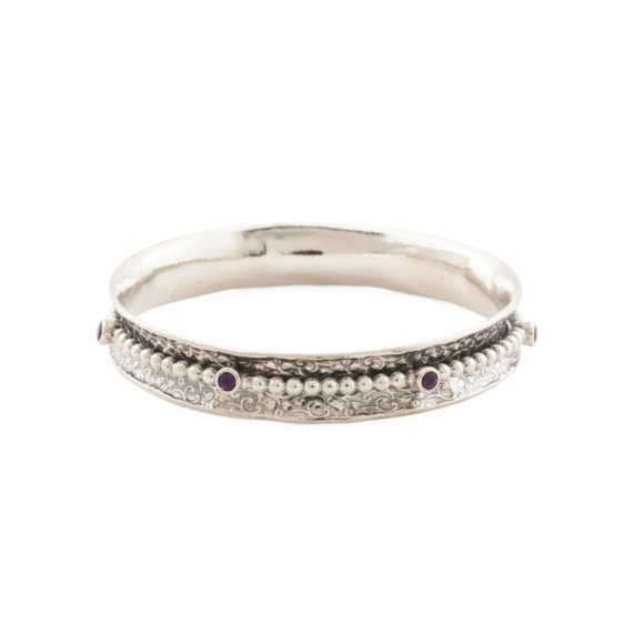 PAZ CREATIONSIsrael Sterling Silver Amethyst Spinner Bracelet
